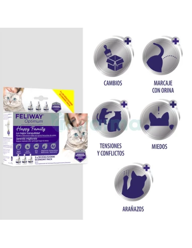 Feliway Optimum Happy Family 3 Ricariche . Antiansia Per Gatti 5 Feliway Optimum Happy Family 3 Ricariche . Antiansia Per Gatti - immagine 3